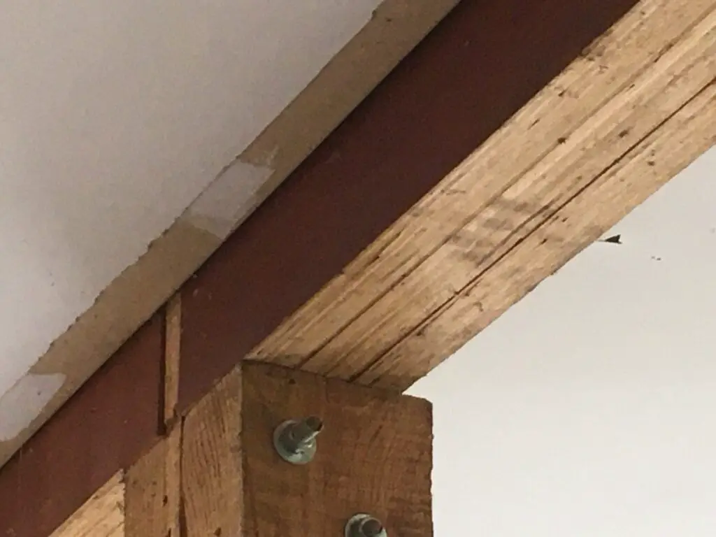 LVL beams used for structural support in a house.