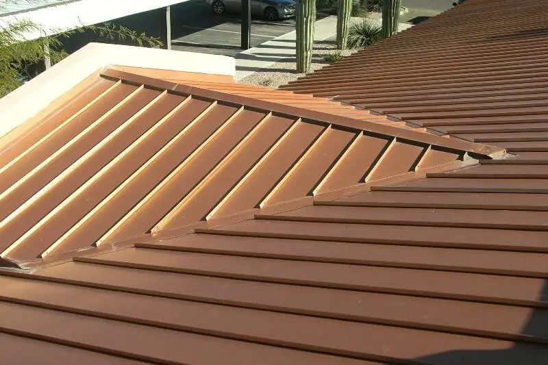 A narrow-batten standing seam metal roof.