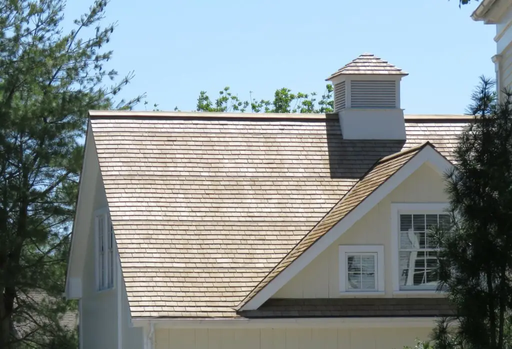 A very new cedar shingle roof.