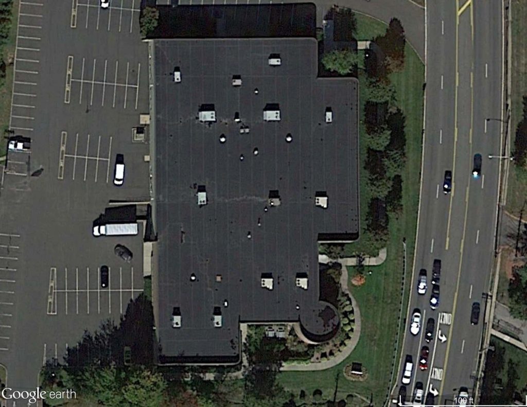Satellite image of a mechanically-attached EPDM roof.