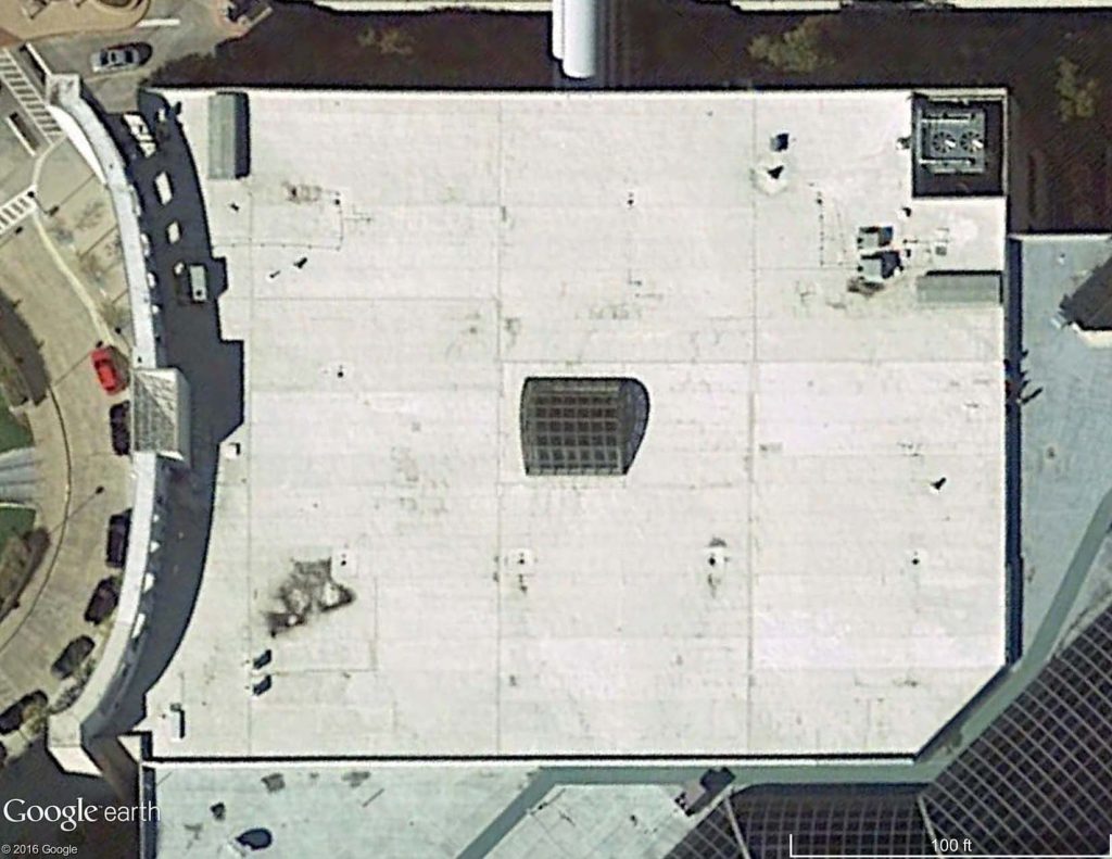 Satellite image of a PVC membrane roof.