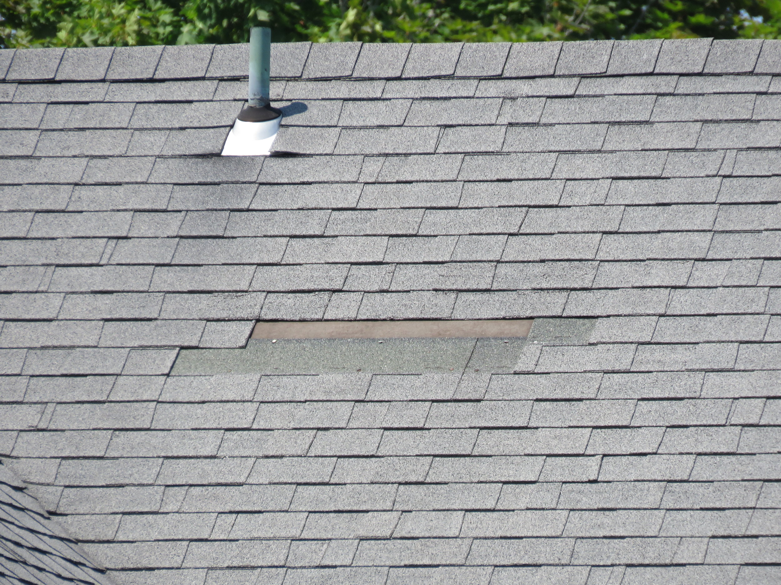 replace a missing shingle like this one on an asphalt shingle roof.