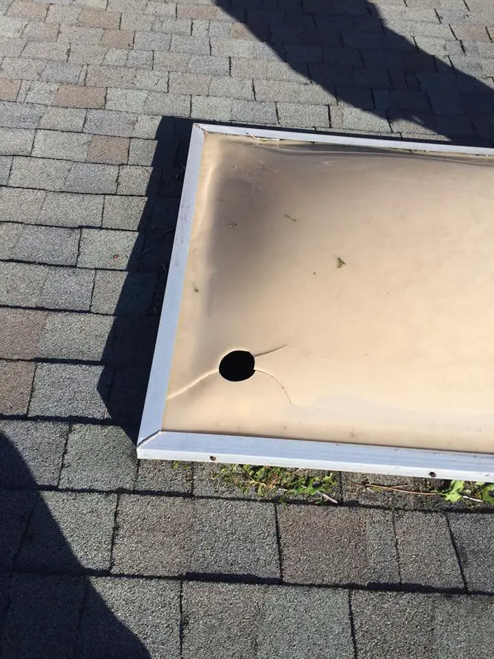 Broken skylights can provide some of the clearest evidence of hail damage.