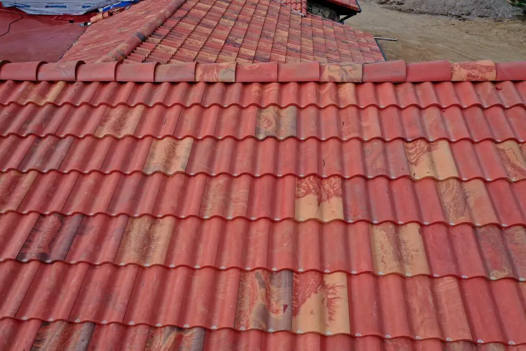 Synthetic composite Spanish tile roof.