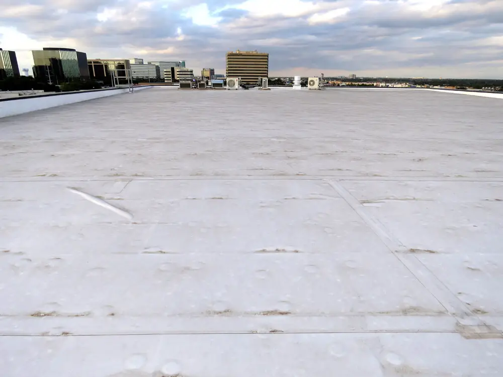 A TPO roof over a movie theater in Texas that cost about $10 per square foot to have installed. 
