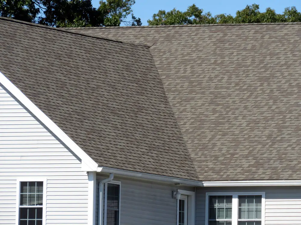 Asphalt shingle roofing like you see here is the most popular of the types of roofing used in the US
